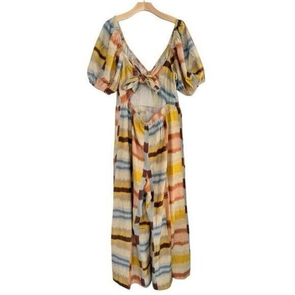 ANTHROPOLOGIE Ranna Gill Tie Back Puff Sleeve Linen Blend Jumpsuit Size NEW - Picture 7 of 11